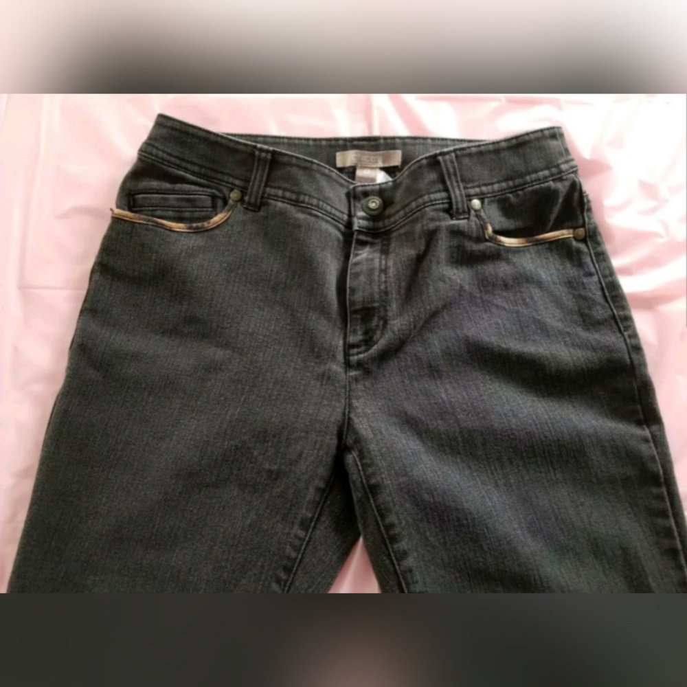 Animal print trim soft black Jean's SM denim